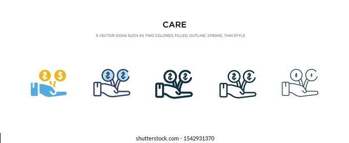 care icon in different style vector illustration. two color and black care vector icons designed in filled, outline, line and stroke style can be used for web, mobile, ui