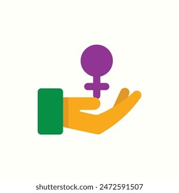 care icon, isolated flat color womens day icon illustration