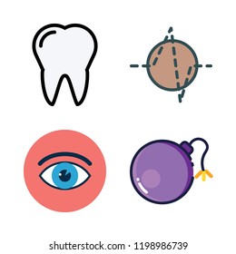 care icon set. vector set about eye, tooth, bomb and cardiogram icons set.