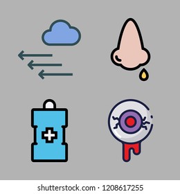 care icon set. vector set about nose, pressure, medicine and eye icons set.