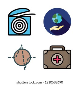 care icon set. vector set about cardiogram, dental floss, medical kit and ecology icons set.