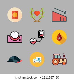 care icon set. vector set about loss, blood, mole and ambulance icons set.