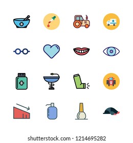 care icon set. vector set about mole, smile, pipette and heart icons set.