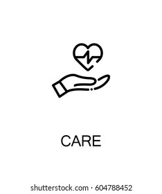 Care icon. Single high quality outline symbol for web design or mobile app. Charity thin line sign for design logo. Black outline pictogram on white background
