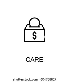 Care icon. Single high quality outline symbol for web design or mobile app. Charity thin line sign for design logo. Black outline pictogram on white background