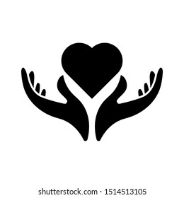 Care icon vector, Heart in hand Icon, Vector illustration