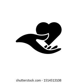 Care icon vector, Heart in hand Icon, Vector illustration
