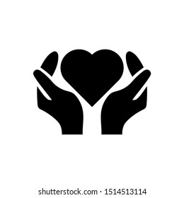 Care icon vector, Heart in hand Icon, Vector illustration