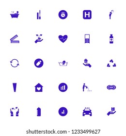 care icon. care vector icons set hand washing, medicine bottle, recycle sign and growing graph