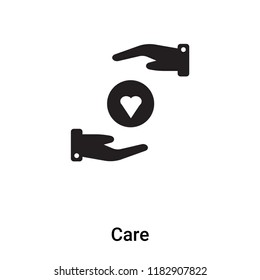 Care icon vector isolated on white background, logo concept of Care sign on transparent background, filled black symbol