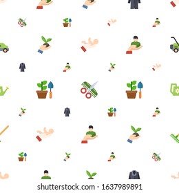 care icons pattern seamless. Included editable flat babysitting service, Hairdressing salon, coat, Gardening, client, Watering can, Rake icons. care icons for web and mobile.