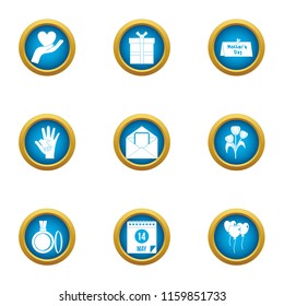 Care icons set. Flat set of 9 care vector icons for web isolated on white background