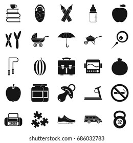 Care icons set. Simple set of 25 baby care icons for web isolated on white background
