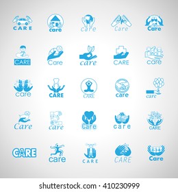 Care Icons Set-Isolated On Gray Background-Vector Illustration,Graphic Design. Healthcare Concept