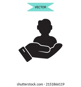 símbolo de iconos de cuidado elementos vectoriales para web infográfica