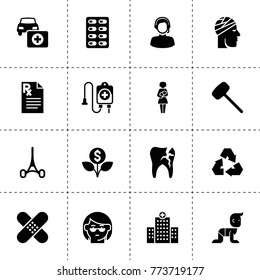 Care icons. vector collection filled care icons. includes symbols such as money flower, car first aid kit, recycle, rubber hummer. use for web, mobile and ui design.