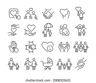 Care Icons - Vector Line Icons. Editable Stroke. Vector Graphic