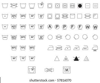 Care Instruction Symbols For Fabric And Clothes Labels