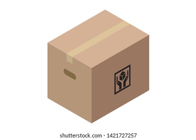 Care instructions, cardboard illustrations with care marks, isometric projection