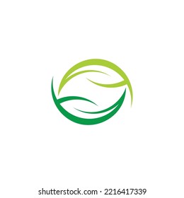 care lay hand leaf circle logo vector 