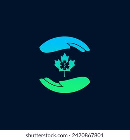 care leaf canada logo design graphic template