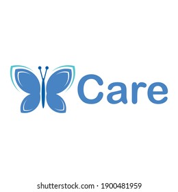 Logotipo de cuidado Concepto Flor de mariposa símbolo creativo ilustración vectorial