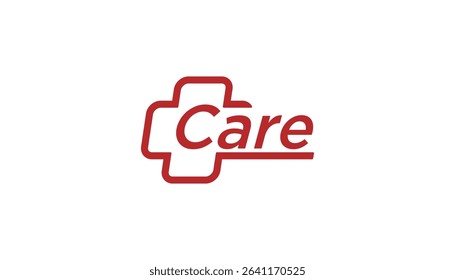care logo design with red cross icon template
