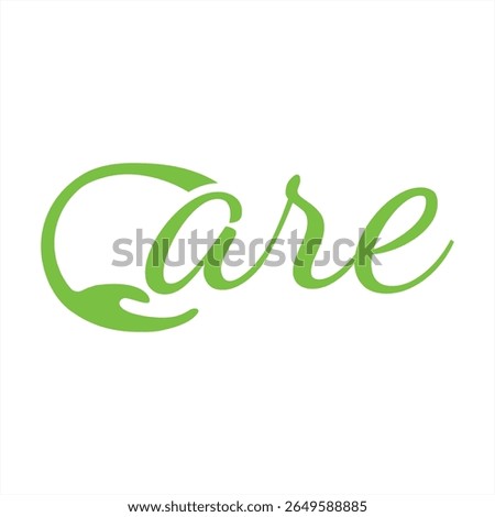 Care Logo Featuring a Stylized Hand Creating a Protective Circle Around the Text Representing Compassionate Service and Dedication