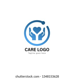 Care logo template design. Care logo with modern frame isolated on white background