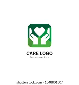 Care logo template design. Care logo with modern frame isolated on white background