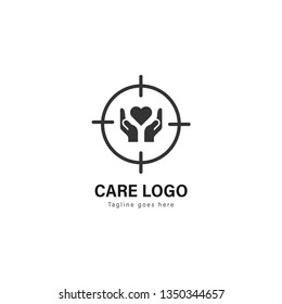 Care logo template design. Care logo with modern frame isolated on white background