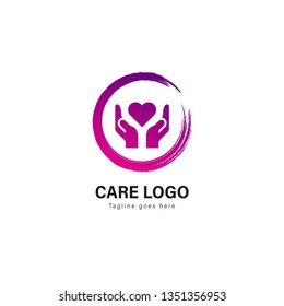 Care logo template design. Care logo with modern frame isolated on white background