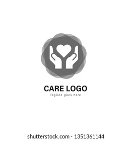 Care logo template design. Care logo with modern frame isolated on white background