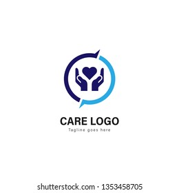 Care logo template design. Care logo with modern frame isolated on white background