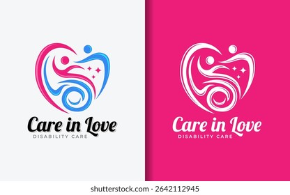 Care in Love, Disability Care Logo Design. Modern Logo for Community, Festive or Foundation Purpose Concept.