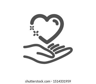 Care love emotion sign. Hold heart icon. Valentine day symbol. Classic flat style. Simple hold heart icon. Vector