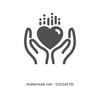 Care love emotion sign. Hold heart icon. Valentine day symbol. Classic flat style. Simple hold heart icon. Vector