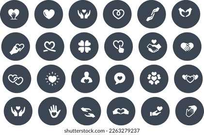 Diseño vectorial de iconos de gestos de cuidado y amor