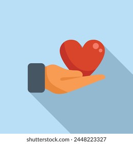 Cuidado de amor icono de la mano Vector plano. Habilidades de afrontamiento personales. Asistencia mental reducida
