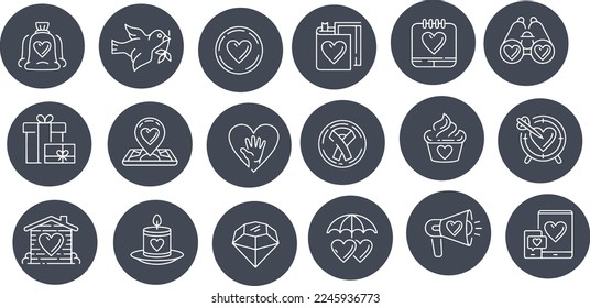 Care and Love Icons. Editable stroke Collection