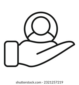 Vector de contorno de icono de cuidador. Seguridad empresarial. Daños de lesión