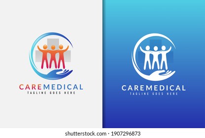 Care Medical Logo Design. Usable For Business, Community, Foundation, Medical, Services Company. Vector Logo Design Illustration.