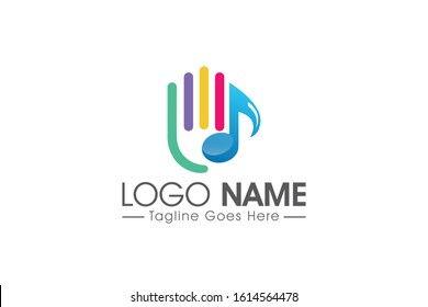 care music in the hand with melodi icon logo