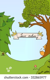 Care of nature. Ecology concept with tree background. Save the World and Go Green Concept. 