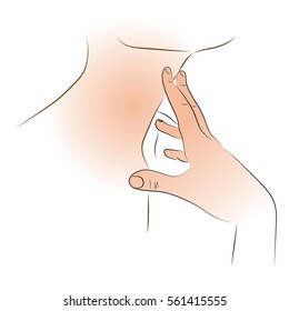 Cuidado del cuello, dibujo del vector de color sobre el tema de la salud. Cuello Ardiente. Cuello Piel