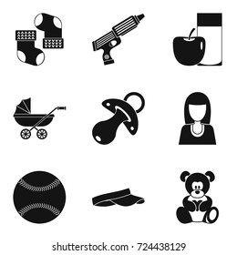 Care of newborn icons set. Simple set of 9 care of newborn vector icons for web isolated on white background