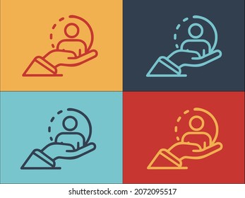Care Office Manager Logo, einfaches Flachbild-Symbol für Büro, professioneller Personal, Menschen