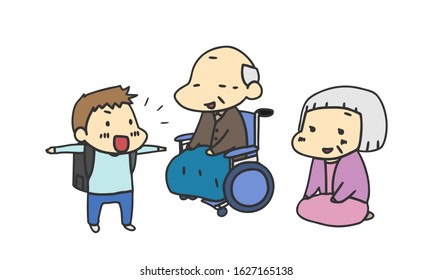 Care:
Old couple and grandchild