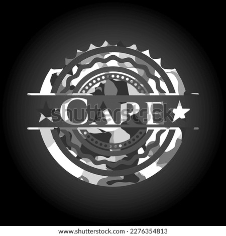 Care on grey camouflage pattern 