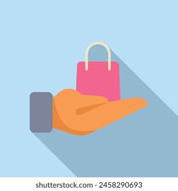Care online shopping icon flat vector. Delivery store. Healthy courier